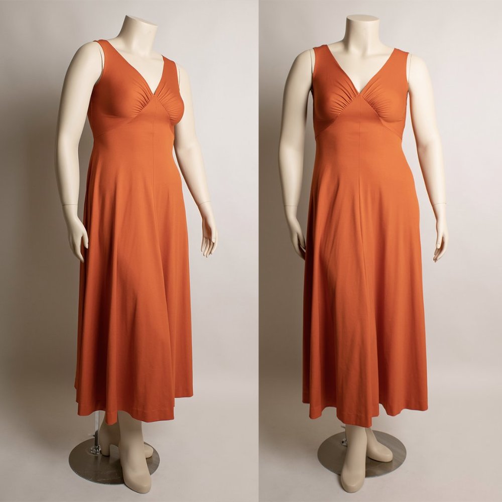 Vintage 1970s Pumpkin Spice Orange Maxi Dress